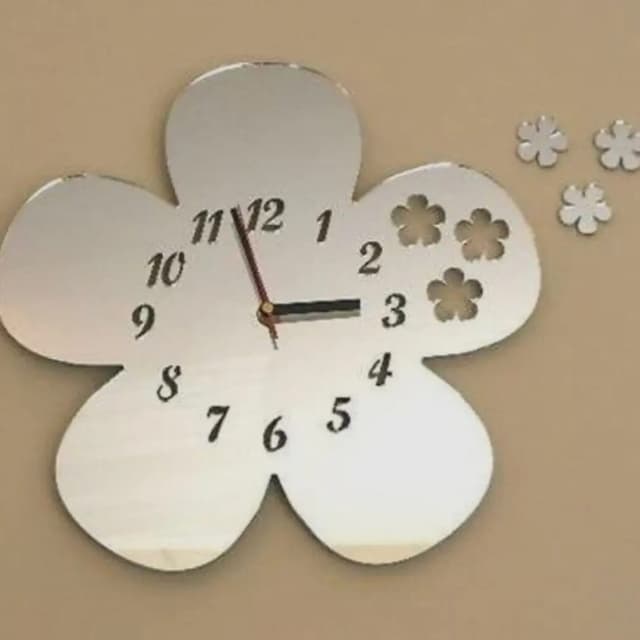 Mirror Clock (flower Design)